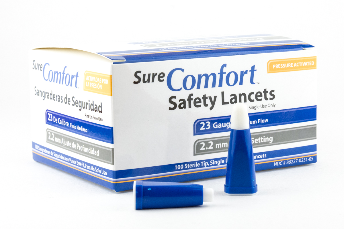 Allison Medical Sure Comfort Safety Lancets 23G Medium Flow 100/
